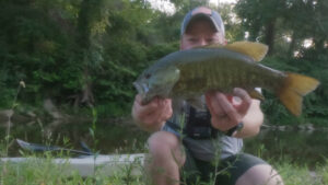 Creek Fishing in Illinois: Huge Smallmouth Bass at Dusk