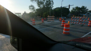 Creek Trip Construction Bridge Comes Orange Driving