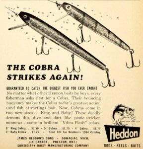 Heddon Cobra Vintage Fishing Ad